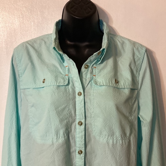 Orvis Women’s Teal and White Fishing Boating Long Sleeve Open Air Caster Shirt - Picture 5 of 6